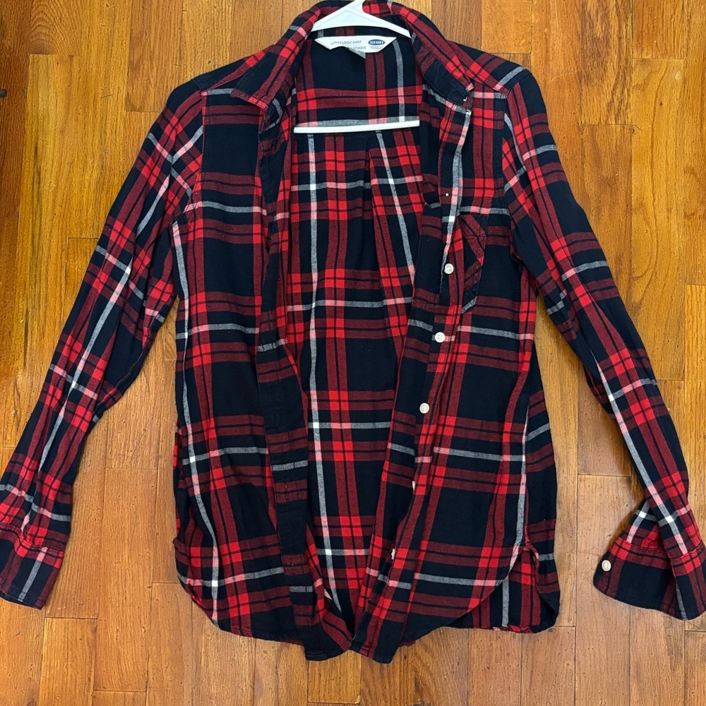Navy, Red, and White Flannel